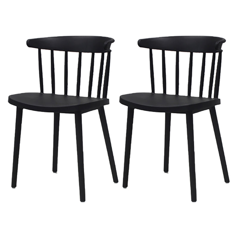 Modern Style Stackable Plastic Chair Windsor Back Folding Side Chair 16.5"x15"x29.9" Black 2 Piece Set Clearhalo 'Dining Chairs' 'Dining Tables & Seating' 'dining_chair' 'furn' 'furn_dining_chair' 'Furniture' 'furniture_dining_chair' 'Kitchen & Dining Furniture' 4854253