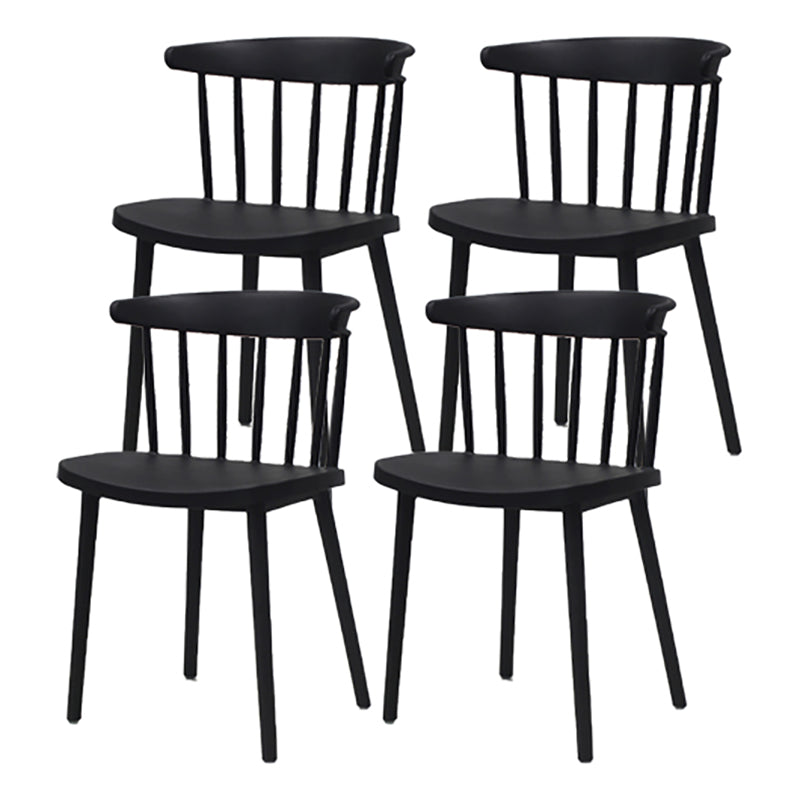 Modern Style Stackable Plastic Chair Windsor Back Folding Side Chair 16.5"x15"x29.9" Black 4 Piece Set Clearhalo 'Dining Chairs' 'Dining Tables & Seating' 'dining_chair' 'furn' 'furn_dining_chair' 'Furniture' 'furniture_dining_chair' 'Kitchen & Dining Furniture' 4854254