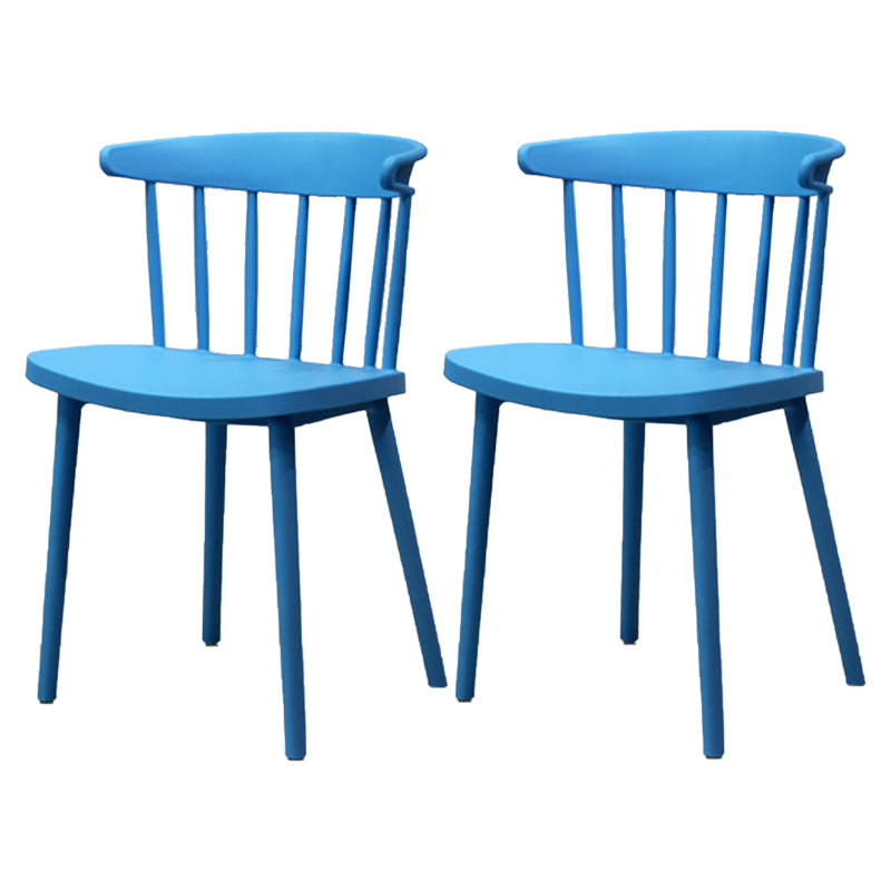 Modern Style Stackable Plastic Chair Windsor Back Folding Side Chair 16.5"x15"x29.9" Blue 2 Piece Set Clearhalo 'Dining Chairs' 'Dining Tables & Seating' 'dining_chair' 'furn' 'furn_dining_chair' 'Furniture' 'furniture_dining_chair' 'Kitchen & Dining Furniture' 4854256