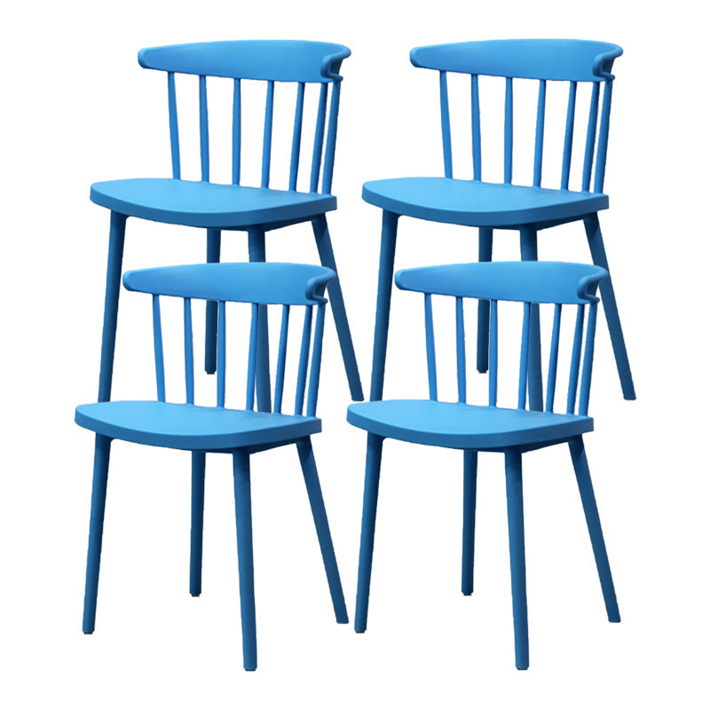 Modern Style Stackable Plastic Chair Windsor Back Folding Side Chair 16.5"x15"x29.9" Blue 4 Piece Set Clearhalo 'Dining Chairs' 'Dining Tables & Seating' 'dining_chair' 'furn' 'furn_dining_chair' 'Furniture' 'furniture_dining_chair' 'Kitchen & Dining Furniture' 4854257