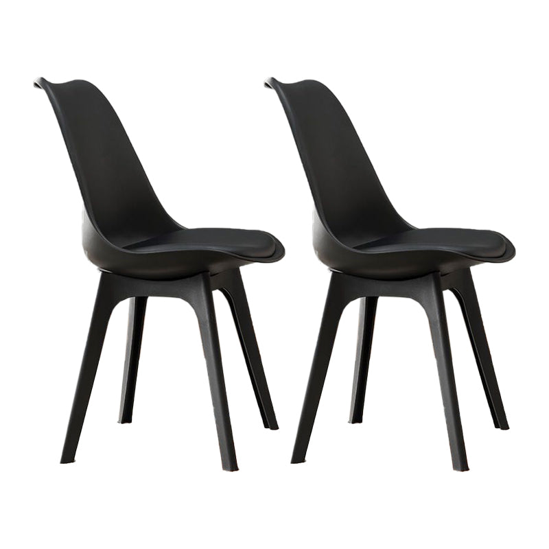 Nordic Style Armless Chair Plastic Upholstered Side Chair (Set of 2/4) Black Set of 2 Clearhalo 'Dining Chairs' 'Dining Tables & Seating' 'dining_chair' 'Furniture' 'furniture_dining_chair' 'Kitchen & Dining Furniture' 4854279