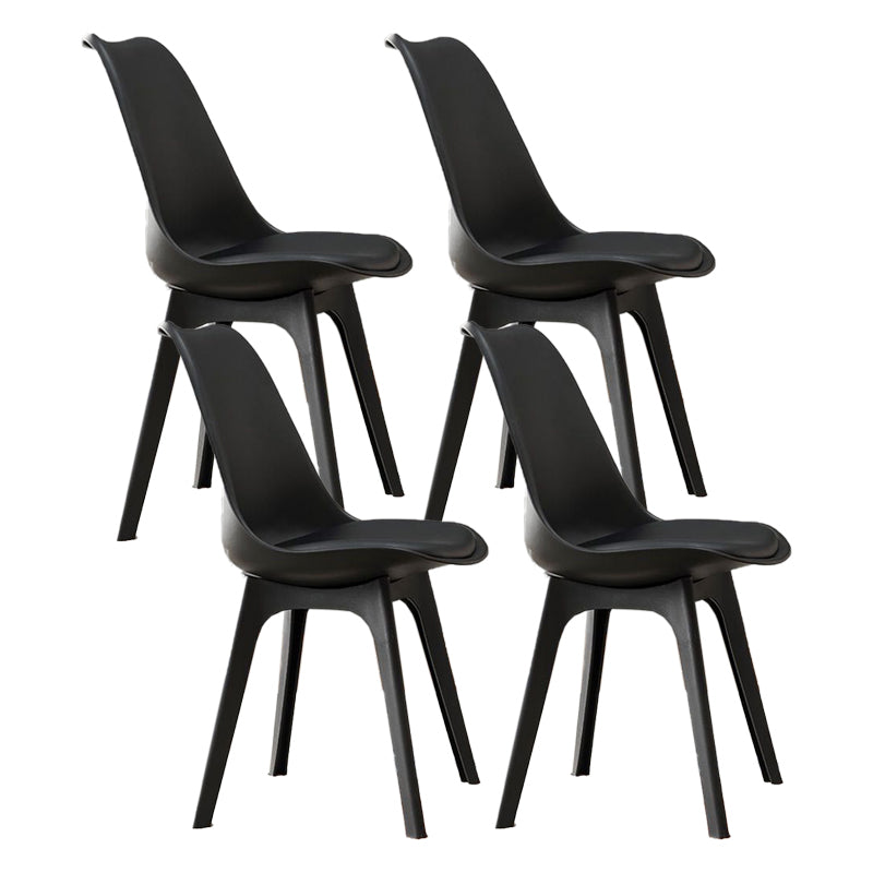 Nordic Style Armless Chair Plastic Upholstered Side Chair (Set of 2/4) Black Set of 4 Clearhalo 'Dining Chairs' 'Dining Tables & Seating' 'dining_chair' 'Furniture' 'furniture_dining_chair' 'Kitchen & Dining Furniture' 4854281