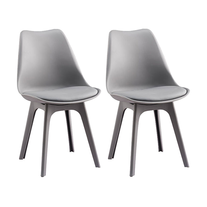 Nordic Style Armless Chair Plastic Upholstered Side Chair (Set of 2/4) Grey Set of 2 Clearhalo 'Dining Chairs' 'Dining Tables & Seating' 'dining_chair' 'Furniture' 'furniture_dining_chair' 'Kitchen & Dining Furniture' 4854284