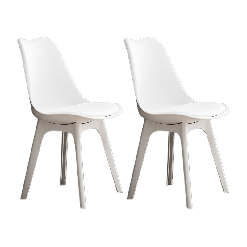 Nordic Style Armless Chair Plastic Upholstered Side Chair (Set of 2/4) White Set of 2 Clearhalo 'Dining Chairs' 'Dining Tables & Seating' 'dining_chair' 'Furniture' 'furniture_dining_chair' 'Kitchen & Dining Furniture' 4854289