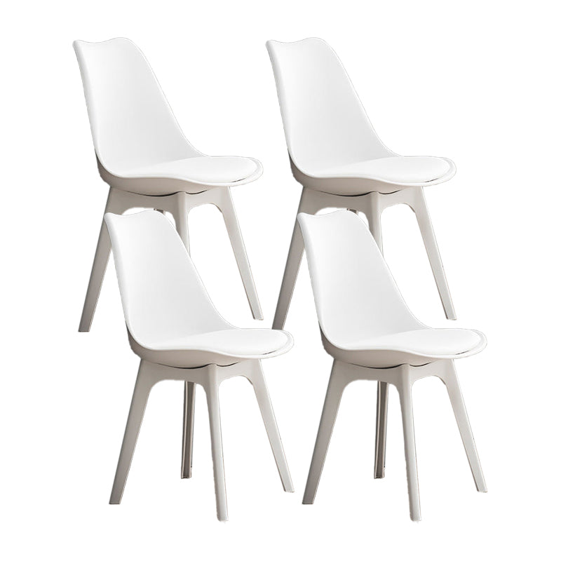 Nordic Style Armless Chair Plastic Upholstered Side Chair (Set of 2/4) White Set of 4 Clearhalo 'Dining Chairs' 'Dining Tables & Seating' 'dining_chair' 'Furniture' 'furniture_dining_chair' 'Kitchen & Dining Furniture' 4854290