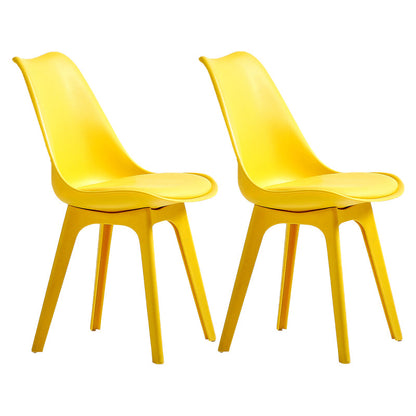 Nordic Style Armless Chair Plastic Upholstered Side Chair (Set of 2/4) Yellow Set of 2 Clearhalo 'Dining Chairs' 'Dining Tables & Seating' 'dining_chair' 'Furniture' 'furniture_dining_chair' 'Kitchen & Dining Furniture' 4854291