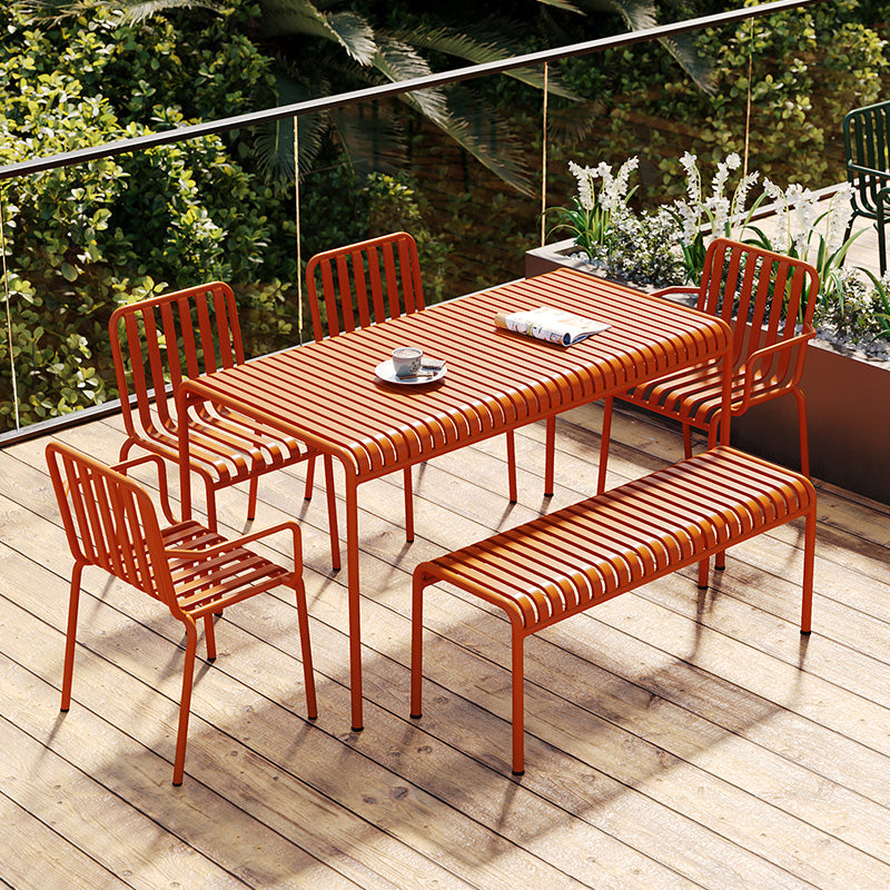Contemporary Metal Patio Dining Side Chair Slat Back Side Chair Clearhalo 'Dining Chairs' 'Dining Tables & Seating' 'dining_chair' 'furn' 'furn_dining_chair' 'Furniture' 'furniture_dining_chair' 'Kitchen & Dining Furniture' 4854294
