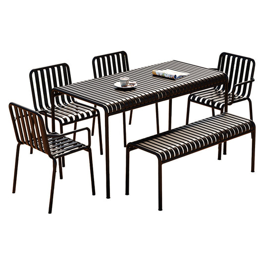 Contemporary Metal Patio Dining Side Chair Slat Back Side Chair Clearhalo 'Dining Chairs' 'Dining Tables & Seating' 'dining_chair' 'furn' 'furn_dining_chair' 'Furniture' 'furniture_dining_chair' 'Kitchen & Dining Furniture' 4854302