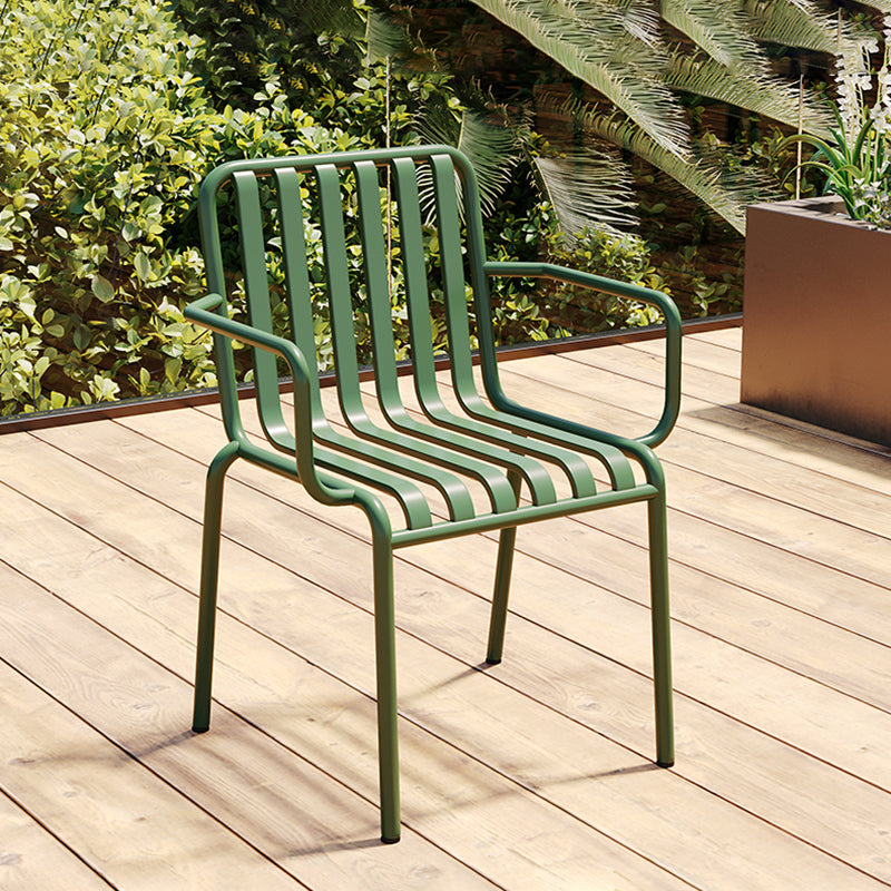 Contemporary Metal Patio Dining Side Chair Slat Back Side Chair Clearhalo 'Dining Chairs' 'Dining Tables & Seating' 'dining_chair' 'furn' 'furn_dining_chair' 'Furniture' 'furniture_dining_chair' 'Kitchen & Dining Furniture' 4854304