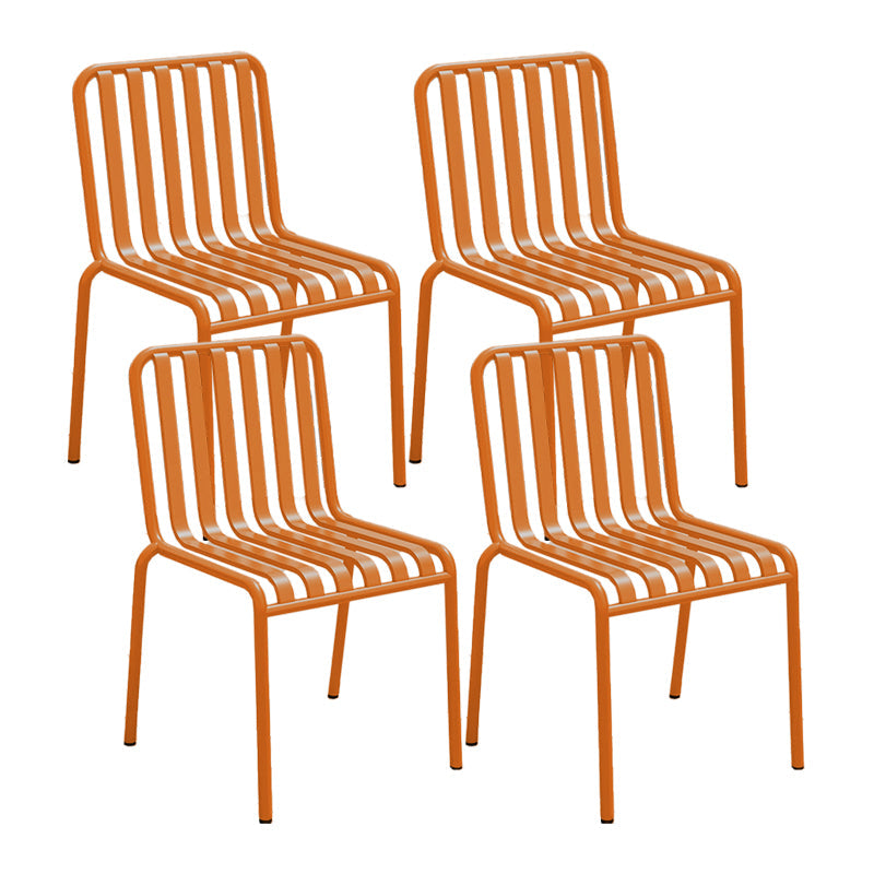 Contemporary Metal Patio Dining Side Chair Slat Back Side Chair Orange 4 Piece Set Clearhalo 'Dining Chairs' 'Dining Tables & Seating' 'dining_chair' 'furn' 'furn_dining_chair' 'Furniture' 'furniture_dining_chair' 'Kitchen & Dining Furniture' 4854305
