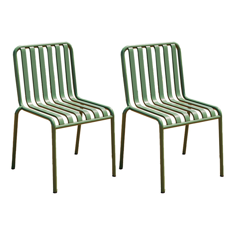 Contemporary Metal Patio Dining Side Chair Slat Back Side Chair Green 2 Piece Set Clearhalo 'Dining Chairs' 'Dining Tables & Seating' 'dining_chair' 'furn' 'furn_dining_chair' 'Furniture' 'furniture_dining_chair' 'Kitchen & Dining Furniture' 4854309