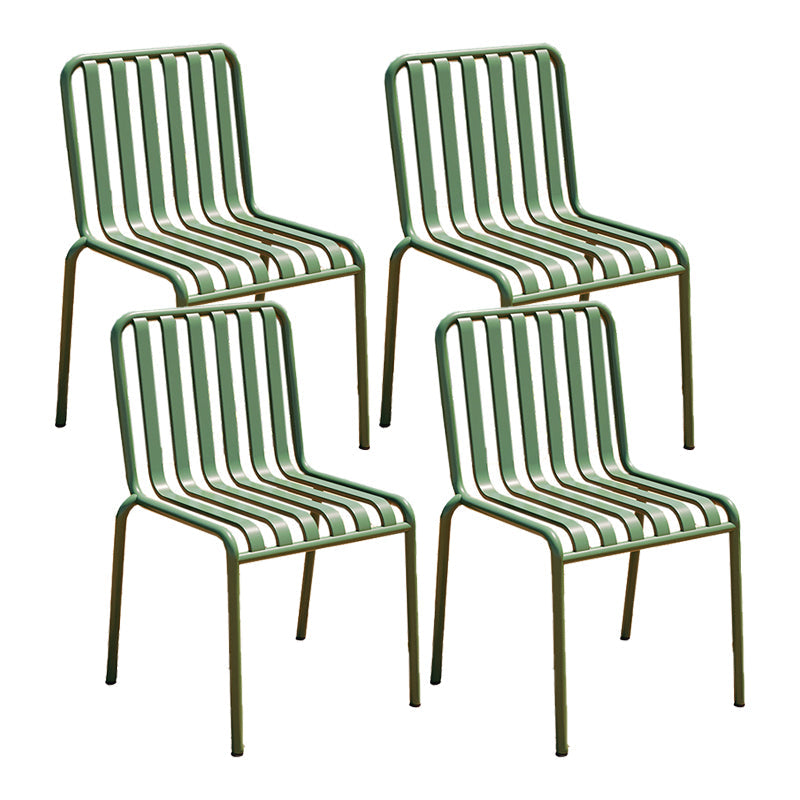 Contemporary Metal Patio Dining Side Chair Slat Back Side Chair Green 4 Piece Set Clearhalo 'Dining Chairs' 'Dining Tables & Seating' 'dining_chair' 'furn' 'furn_dining_chair' 'Furniture' 'furniture_dining_chair' 'Kitchen & Dining Furniture' 4854310