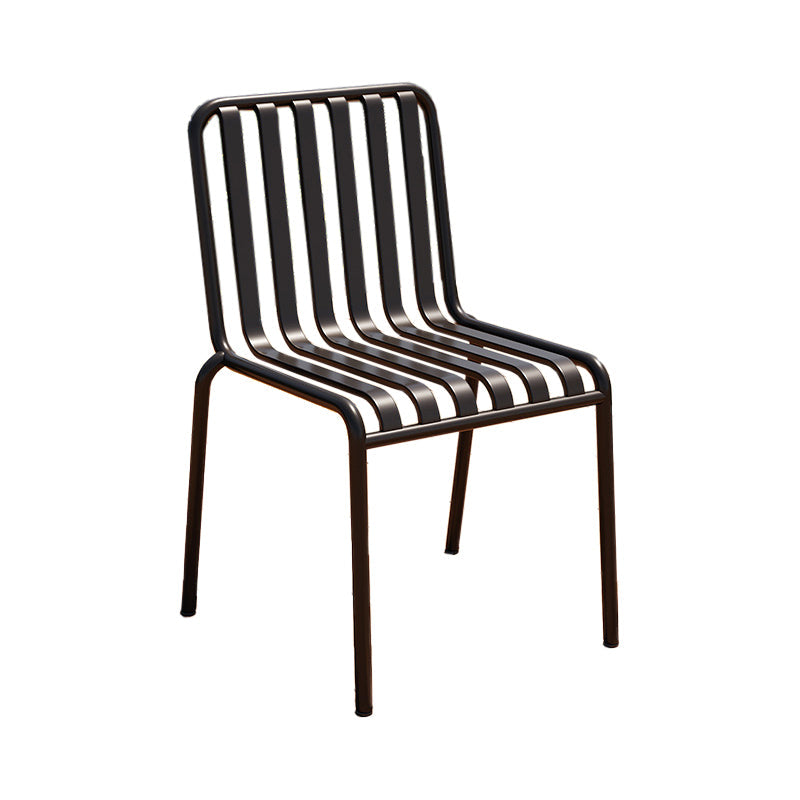 Contemporary Metal Patio Dining Side Chair Slat Back Side Chair Black 1 Piece Clearhalo 'Dining Chairs' 'Dining Tables & Seating' 'dining_chair' 'furn' 'furn_dining_chair' 'Furniture' 'furniture_dining_chair' 'Kitchen & Dining Furniture' 4854311