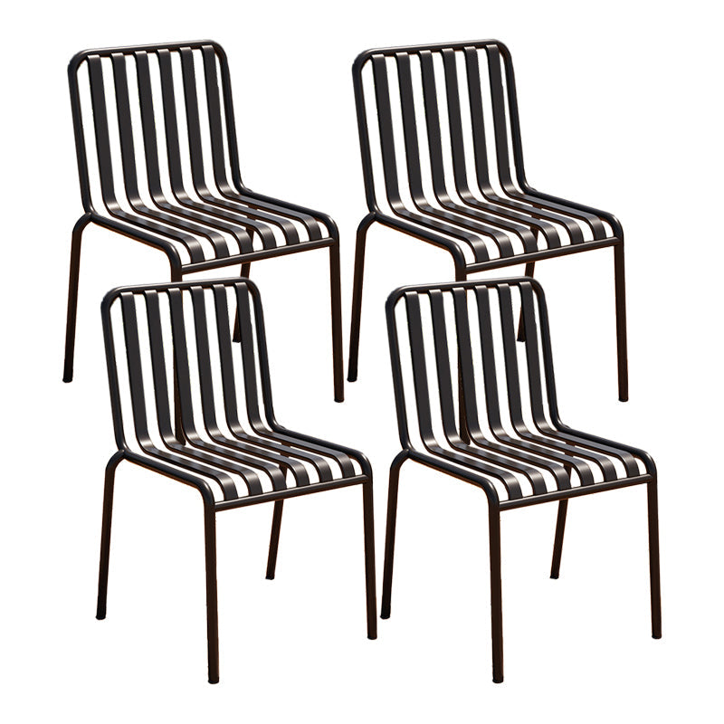 Contemporary Metal Patio Dining Side Chair Slat Back Side Chair Black 4 Piece Set Clearhalo 'Dining Chairs' 'Dining Tables & Seating' 'dining_chair' 'furn' 'furn_dining_chair' 'Furniture' 'furniture_dining_chair' 'Kitchen & Dining Furniture' 4854313