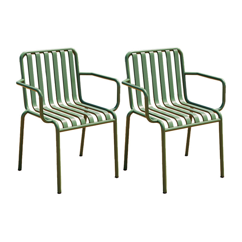 Contemporary Metal Patio Dining Side Chair Slat Back Side Chair Light Green 2 Piece Set Clearhalo 'Dining Chairs' 'Dining Tables & Seating' 'dining_chair' 'furn' 'furn_dining_chair' 'Furniture' 'furniture_dining_chair' 'Kitchen & Dining Furniture' 4854315