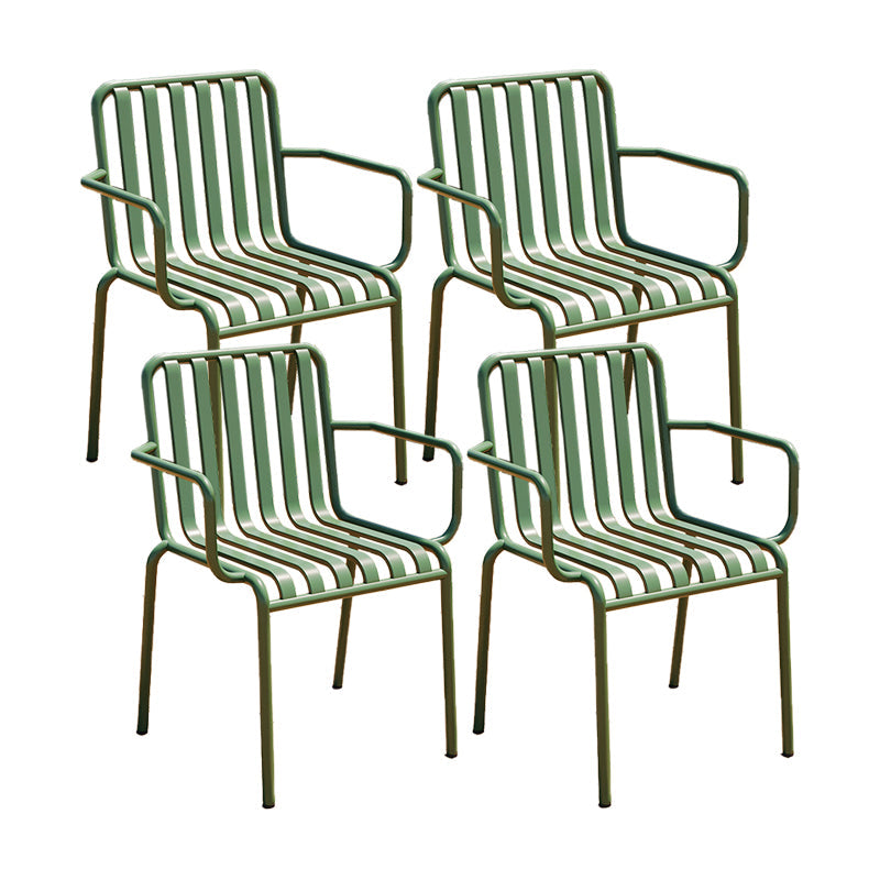 Contemporary Metal Patio Dining Side Chair Slat Back Side Chair Light Green 4 Piece Set Clearhalo 'Dining Chairs' 'Dining Tables & Seating' 'dining_chair' 'furn' 'furn_dining_chair' 'Furniture' 'furniture_dining_chair' 'Kitchen & Dining Furniture' 4854316