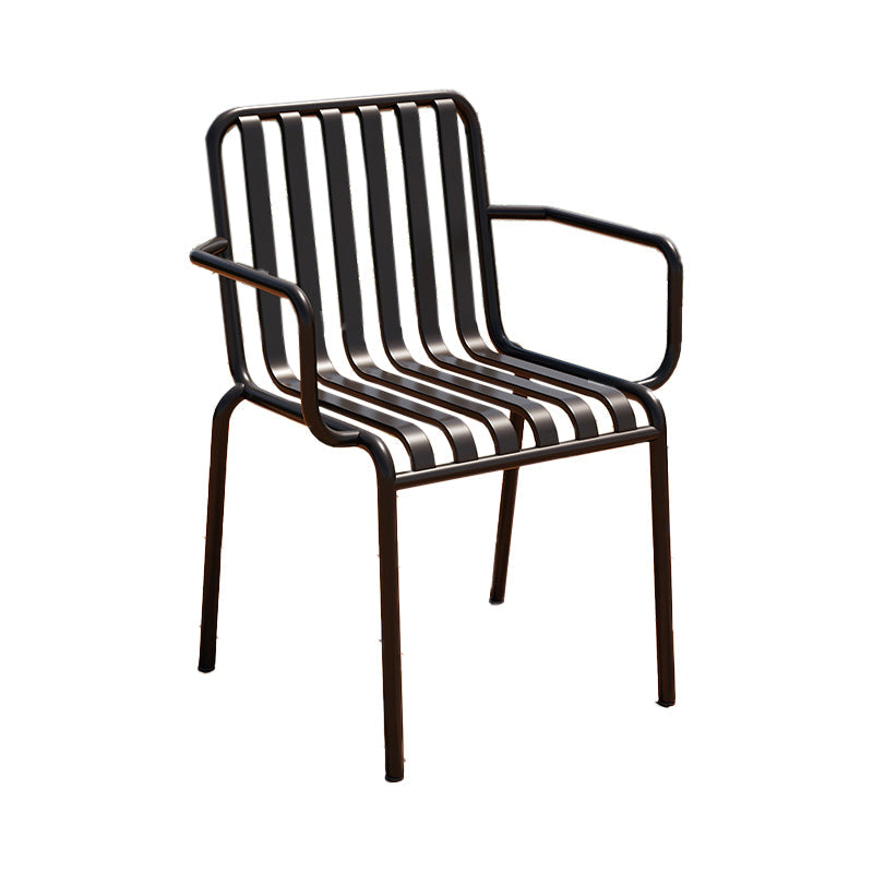 Contemporary Metal Patio Dining Side Chair Slat Back Side Chair Matte Black 1 Piece Clearhalo 'Dining Chairs' 'Dining Tables & Seating' 'dining_chair' 'furn' 'furn_dining_chair' 'Furniture' 'furniture_dining_chair' 'Kitchen & Dining Furniture' 4854317