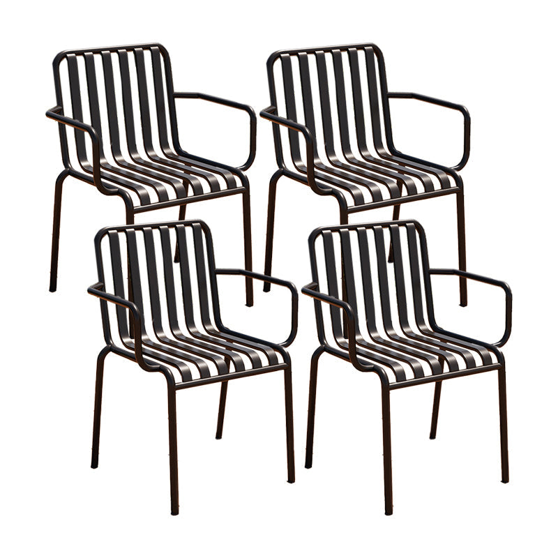 Contemporary Metal Patio Dining Side Chair Slat Back Side Chair Matte Black 4 Piece Set Clearhalo 'Dining Chairs' 'Dining Tables & Seating' 'dining_chair' 'furn' 'furn_dining_chair' 'Furniture' 'furniture_dining_chair' 'Kitchen & Dining Furniture' 4854319