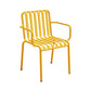 Contemporary Metal Patio Dining Side Chair Slat Back Side Chair Light Yellow 1 Piece Clearhalo 'Dining Chairs' 'Dining Tables & Seating' 'dining_chair' 'furn' 'furn_dining_chair' 'Furniture' 'furniture_dining_chair' 'Kitchen & Dining Furniture' 4854320