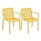 Contemporary Metal Patio Dining Side Chair Slat Back Side Chair Light Yellow 2 Piece Set Clearhalo 'Dining Chairs' 'Dining Tables & Seating' 'dining_chair' 'furn' 'furn_dining_chair' 'Furniture' 'furniture_dining_chair' 'Kitchen & Dining Furniture' 4854321