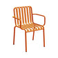 Contemporary Metal Patio Dining Side Chair Slat Back Side Chair Light Orange 1 Piece Clearhalo 'Dining Chairs' 'Dining Tables & Seating' 'dining_chair' 'furn' 'furn_dining_chair' 'Furniture' 'furniture_dining_chair' 'Kitchen & Dining Furniture' 4854323