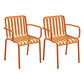 Contemporary Metal Patio Dining Side Chair Slat Back Side Chair Light Orange 2 Piece Set Clearhalo 'Dining Chairs' 'Dining Tables & Seating' 'dining_chair' 'furn' 'furn_dining_chair' 'Furniture' 'furniture_dining_chair' 'Kitchen & Dining Furniture' 4854324