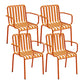 Contemporary Metal Patio Dining Side Chair Slat Back Side Chair Light Orange 4 Piece Set Clearhalo 'Dining Chairs' 'Dining Tables & Seating' 'dining_chair' 'furn' 'furn_dining_chair' 'Furniture' 'furniture_dining_chair' 'Kitchen & Dining Furniture' 4854325