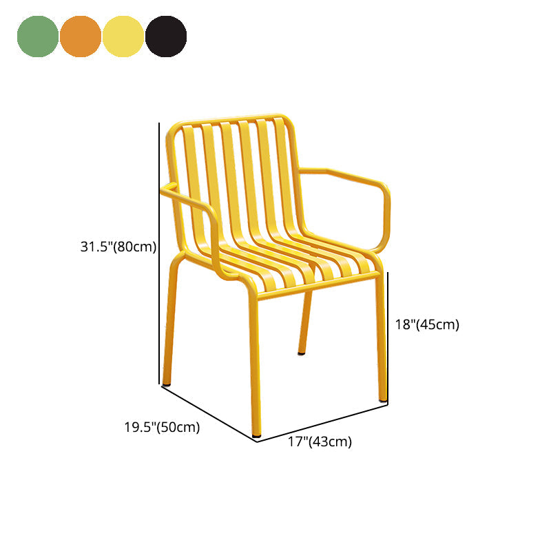 Contemporary Metal Patio Dining Side Chair Slat Back Side Chair Clearhalo 'Dining Chairs' 'Dining Tables & Seating' 'dining_chair' 'furn' 'furn_dining_chair' 'Furniture' 'furniture_dining_chair' 'Kitchen & Dining Furniture' 4854327