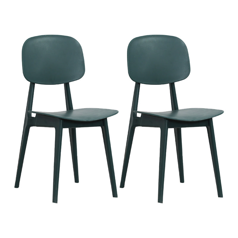 Nordic Style Armless Chair Plastic Open Back Dining Side Chair (Set of 2/4) Green 2 Piece Set Clearhalo 'Dining Chairs' 'Dining Tables & Seating' 'dining_chair' 'furn' 'furn_dining_chair' 'Furniture' 'furniture_dining_chair' 'Kitchen & Dining Furniture' 4854329