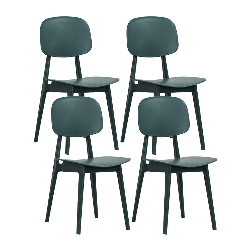 Nordic Style Armless Chair Plastic Open Back Dining Side Chair (Set of 2/4) Green 4 Piece Set Clearhalo 'Dining Chairs' 'Dining Tables & Seating' 'dining_chair' 'furn' 'furn_dining_chair' 'Furniture' 'furniture_dining_chair' 'Kitchen & Dining Furniture' 4854331
