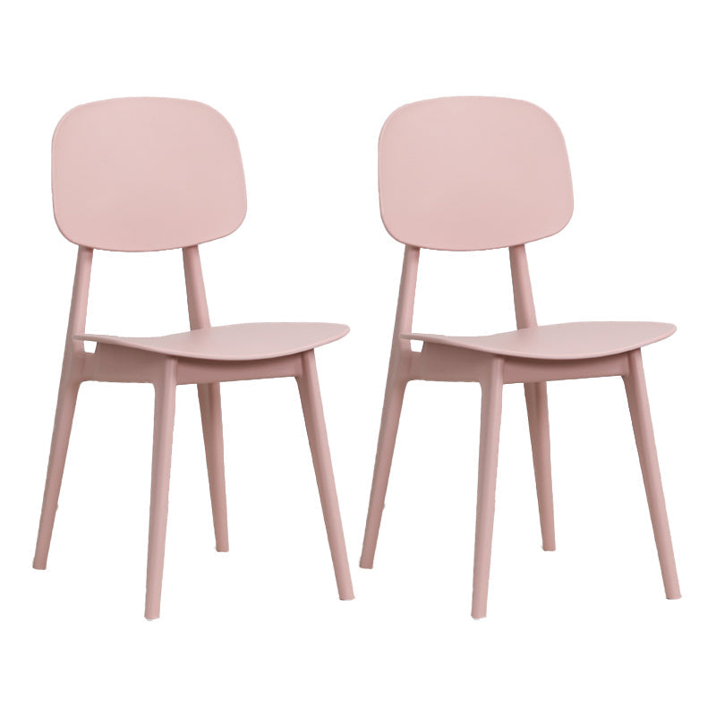 Nordic Style Armless Chair Plastic Open Back Dining Side Chair (Set of 2/4) Pink 2 Piece Set Clearhalo 'Dining Chairs' 'Dining Tables & Seating' 'dining_chair' 'furn' 'furn_dining_chair' 'Furniture' 'furniture_dining_chair' 'Kitchen & Dining Furniture' 4854332