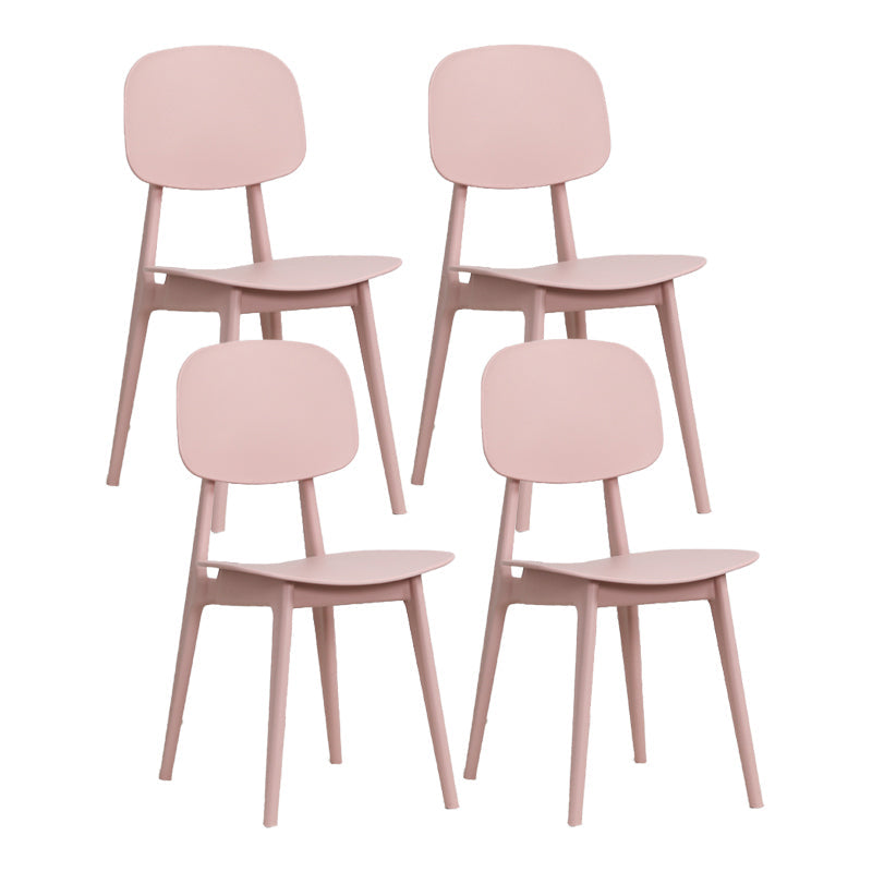 Nordic Style Armless Chair Plastic Open Back Dining Side Chair (Set of 2/4) Pink 4 Piece Set Clearhalo 'Dining Chairs' 'Dining Tables & Seating' 'dining_chair' 'furn' 'furn_dining_chair' 'Furniture' 'furniture_dining_chair' 'Kitchen & Dining Furniture' 4854335
