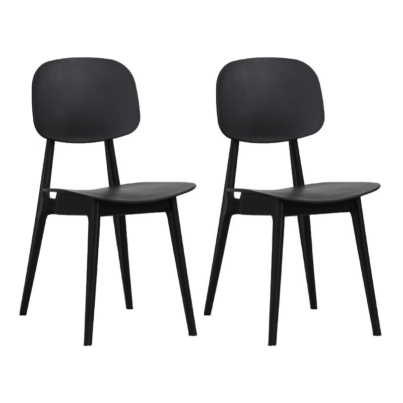 Nordic Style Armless Chair Plastic Open Back Dining Side Chair (Set of 2/4) Black 2 Piece Set Clearhalo 'Dining Chairs' 'Dining Tables & Seating' 'dining_chair' 'furn' 'furn_dining_chair' 'Furniture' 'furniture_dining_chair' 'Kitchen & Dining Furniture' 4854336