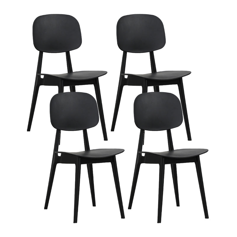 Nordic Style Armless Chair Plastic Open Back Dining Side Chair (Set of 2/4) Black 4 Piece Set Clearhalo 'Dining Chairs' 'Dining Tables & Seating' 'dining_chair' 'furn' 'furn_dining_chair' 'Furniture' 'furniture_dining_chair' 'Kitchen & Dining Furniture' 4854339