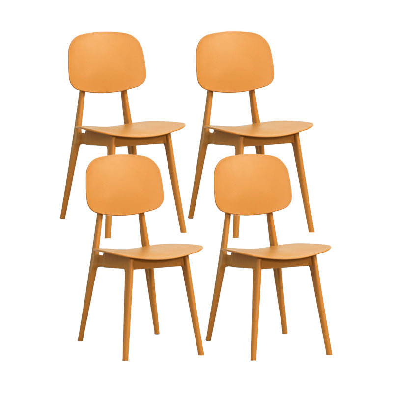 Nordic Style Armless Chair Plastic Open Back Dining Side Chair (Set of 2/4) Yellow 4 Piece Set Clearhalo 'Dining Chairs' 'Dining Tables & Seating' 'dining_chair' 'furn' 'furn_dining_chair' 'Furniture' 'furniture_dining_chair' 'Kitchen & Dining Furniture' 4854342