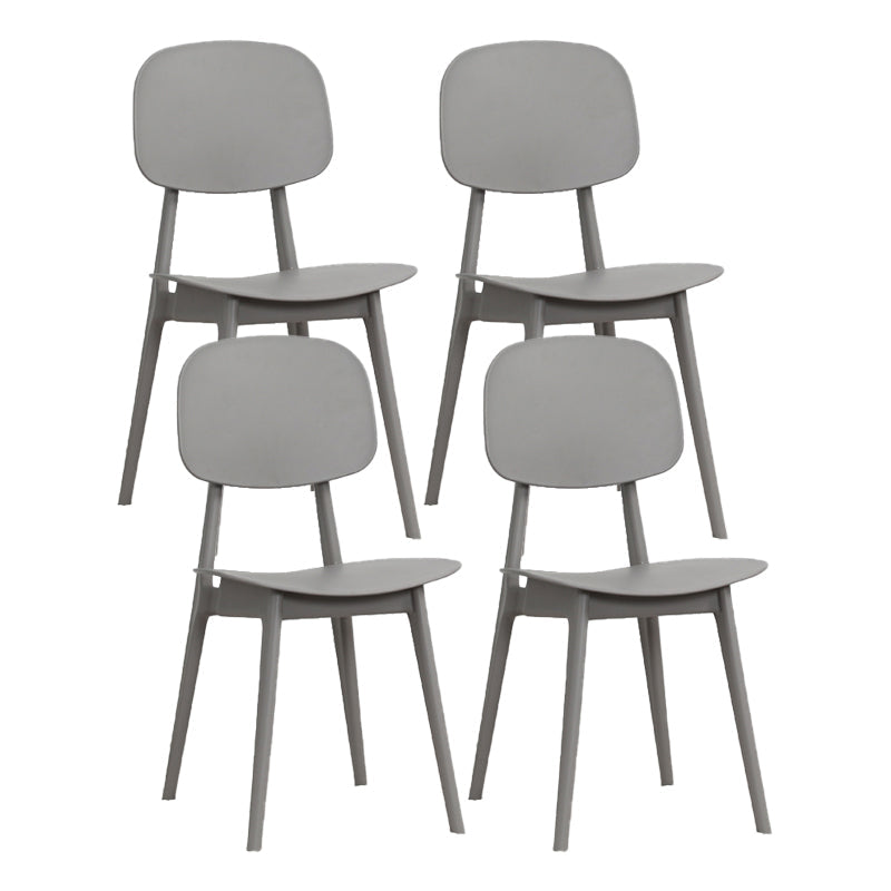 Nordic Style Armless Chair Plastic Open Back Dining Side Chair (Set of 2/4) Grey 4 Piece Set Clearhalo 'Dining Chairs' 'Dining Tables & Seating' 'dining_chair' 'furn' 'furn_dining_chair' 'Furniture' 'furniture_dining_chair' 'Kitchen & Dining Furniture' 4854346