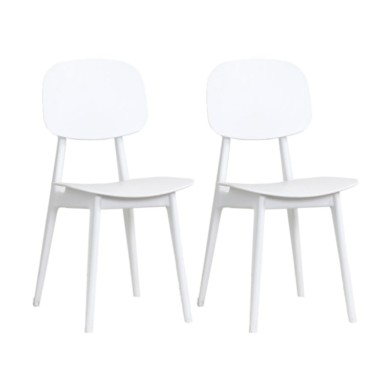 Nordic Style Armless Chair Plastic Open Back Dining Side Chair (Set of 2/4) White 2 Piece Set Clearhalo 'Dining Chairs' 'Dining Tables & Seating' 'dining_chair' 'furn' 'furn_dining_chair' 'Furniture' 'furniture_dining_chair' 'Kitchen & Dining Furniture' 4854349