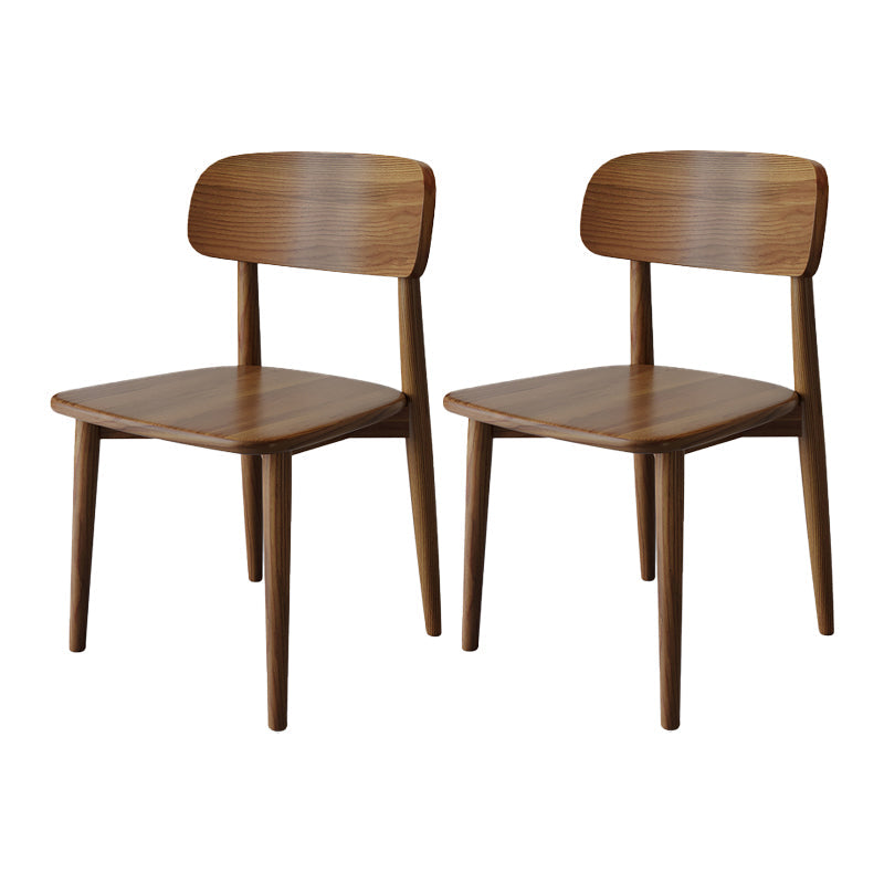 Nordic Style Armless Chair Wood Open Back Dining Side Chair in Walnut for Kitchen Brown 2 Piece Set Clearhalo 'Dining Chairs' 'Dining Tables & Seating' 'dining_chair' 'furn' 'furn_dining_chair' 'Furniture' 'furniture_dining_chair' 'Kitchen & Dining Furniture' 4854355