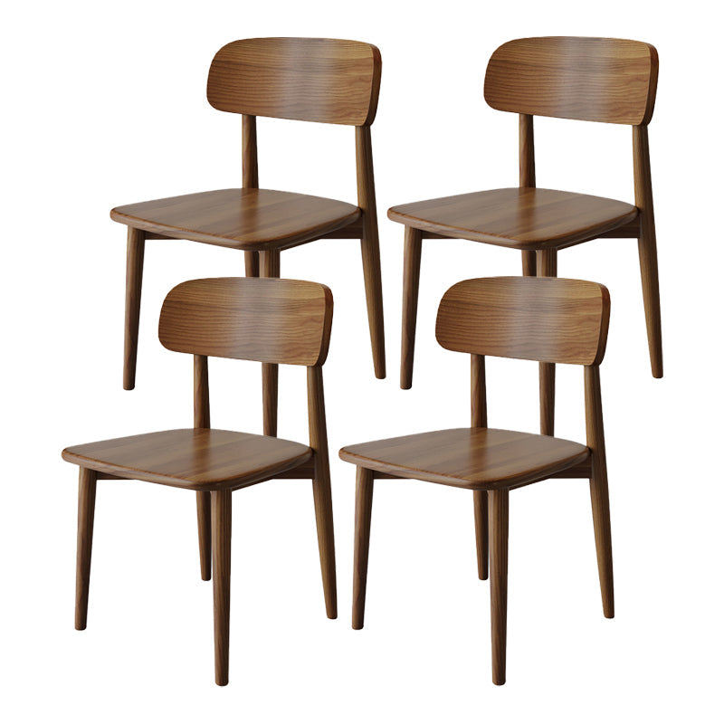 Nordic Style Armless Chair Wood Open Back Dining Side Chair in Walnut for Kitchen Brown 4 Piece Set Clearhalo 'Dining Chairs' 'Dining Tables & Seating' 'dining_chair' 'furn' 'furn_dining_chair' 'Furniture' 'furniture_dining_chair' 'Kitchen & Dining Furniture' 4854357
