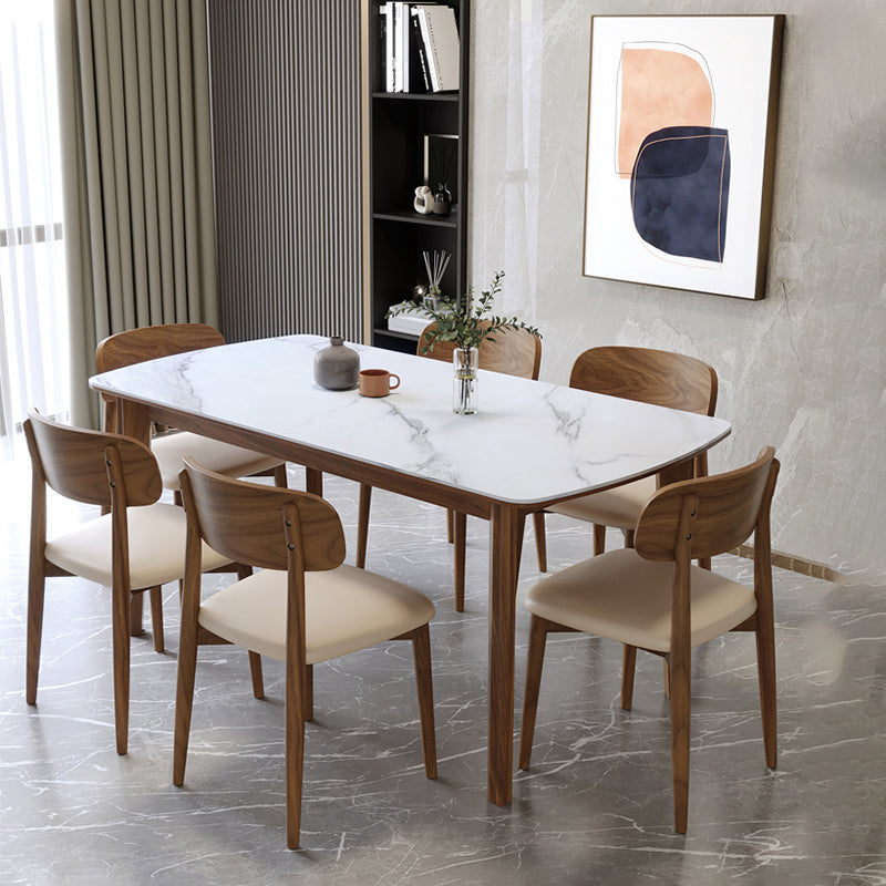 Nordic Style Armless Chair Wood Open Back Dining Side Chair in Walnut for Kitchen Clearhalo 'Dining Chairs' 'Dining Tables & Seating' 'dining_chair' 'furn' 'furn_dining_chair' 'Furniture' 'furniture_dining_chair' 'Kitchen & Dining Furniture' 4854358