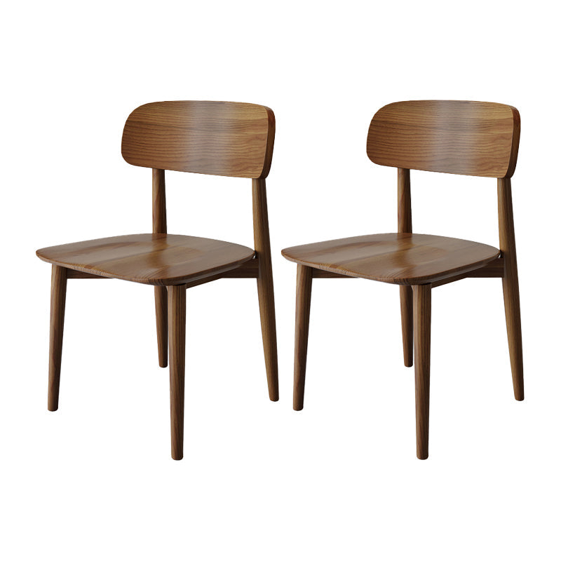Nordic Style Armless Chair Wood Open Back Dining Side Chair in Walnut for Kitchen Walnut 2 Piece Set Clearhalo 'Dining Chairs' 'Dining Tables & Seating' 'dining_chair' 'furn' 'furn_dining_chair' 'Furniture' 'furniture_dining_chair' 'Kitchen & Dining Furniture' 4854362