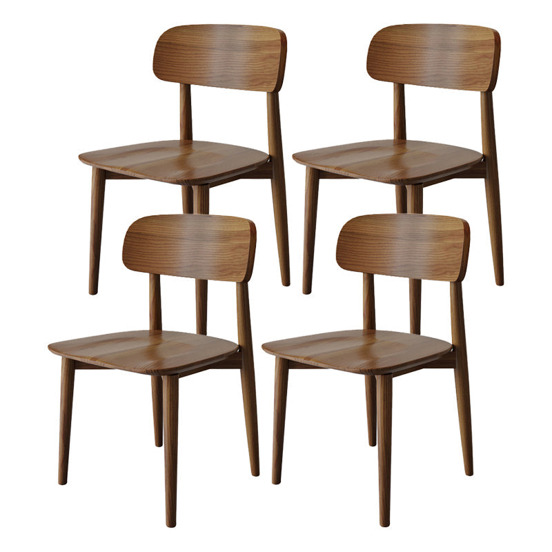 Nordic Style Armless Chair Wood Open Back Dining Side Chair in Walnut for Kitchen Walnut 4 Piece Set Clearhalo 'Dining Chairs' 'Dining Tables & Seating' 'dining_chair' 'furn' 'furn_dining_chair' 'Furniture' 'furniture_dining_chair' 'Kitchen & Dining Furniture' 4854364