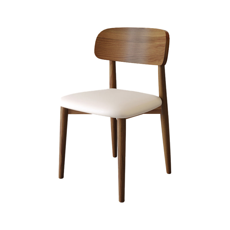 Nordic Style Armless Chair Wood Open Back Dining Side Chair in Walnut for Kitchen Off-White 1 Piece Clearhalo 'Dining Chairs' 'Dining Tables & Seating' 'dining_chair' 'furn' 'furn_dining_chair' 'Furniture' 'furniture_dining_chair' 'Kitchen & Dining Furniture' 4854366