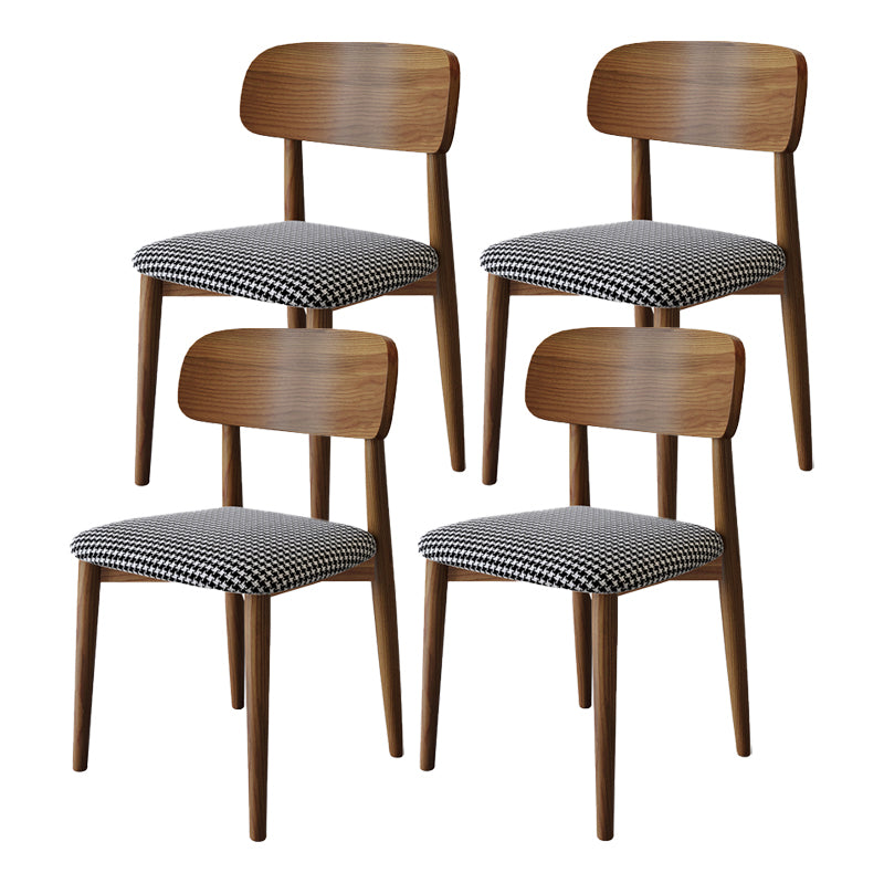 Nordic Style Armless Chair Wood Open Back Dining Side Chair in Walnut for Kitchen Black White 4 Piece Set Clearhalo 'Dining Chairs' 'Dining Tables & Seating' 'dining_chair' 'furn' 'furn_dining_chair' 'Furniture' 'furniture_dining_chair' 'Kitchen & Dining Furniture' 4854375