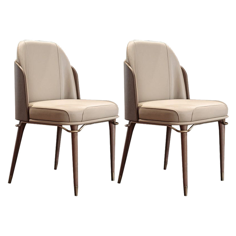 Glam Style Armless Chair Wood Parsons Side Chair for Kitchen 20"x20.8"x34.6" Khaki 2 Piece Set Clearhalo 'Dining Chairs' 'Dining Tables & Seating' 'dining_chair' 'furn' 'furn_dining_chair' 'Furniture' 'furniture_dining_chair' 'Kitchen & Dining Furniture' 4854379