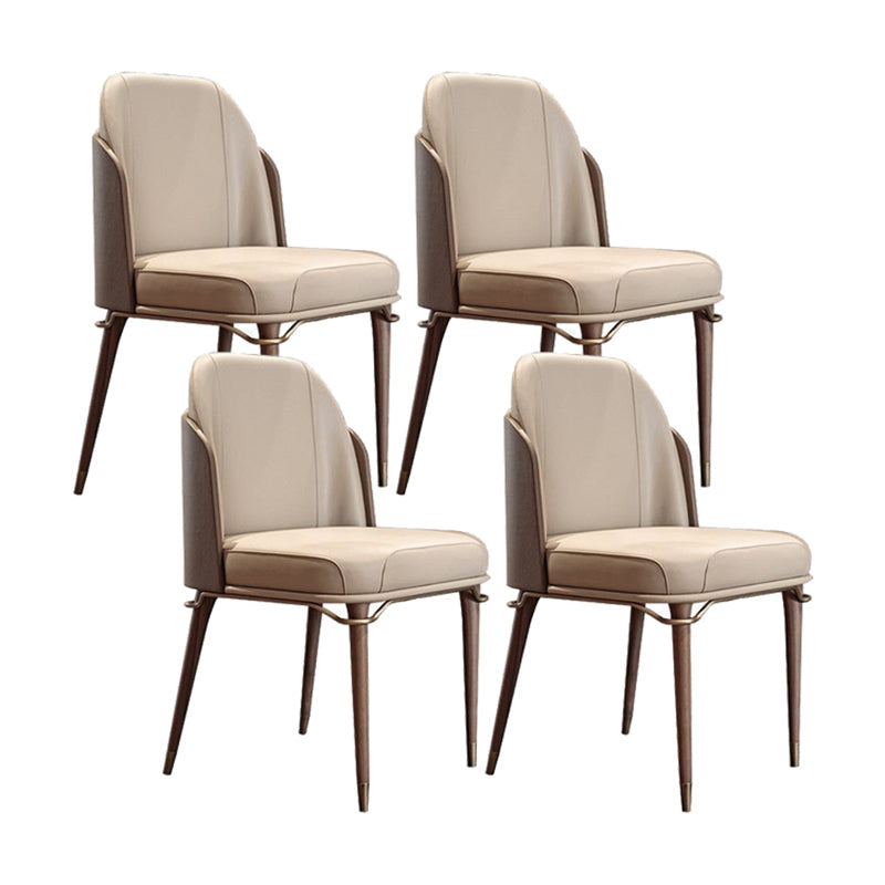 Glam Style Armless Chair Wood Parsons Side Chair for Kitchen 20"x20.8"x34.6" Khaki 4 Piece Set Clearhalo 'Dining Chairs' 'Dining Tables & Seating' 'dining_chair' 'furn' 'furn_dining_chair' 'Furniture' 'furniture_dining_chair' 'Kitchen & Dining Furniture' 4854381