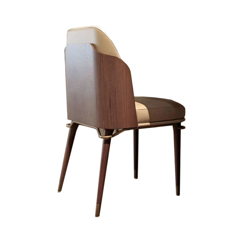 Glam Style Armless Chair Wood Parsons Side Chair for Kitchen 20"x20.8"x34.6" Brown-Khaki 1 Piece Clearhalo 'Dining Chairs' 'Dining Tables & Seating' 'dining_chair' 'furn' 'furn_dining_chair' 'Furniture' 'furniture_dining_chair' 'Kitchen & Dining Furniture' 4854384