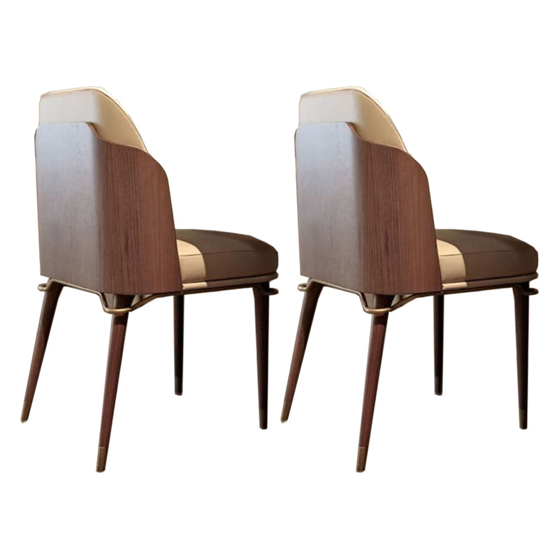 Glam Style Armless Chair Wood Parsons Side Chair for Kitchen 20"x20.8"x34.6" Brown-Khaki 2 Piece Set Clearhalo 'Dining Chairs' 'Dining Tables & Seating' 'dining_chair' 'furn' 'furn_dining_chair' 'Furniture' 'furniture_dining_chair' 'Kitchen & Dining Furniture' 4854385