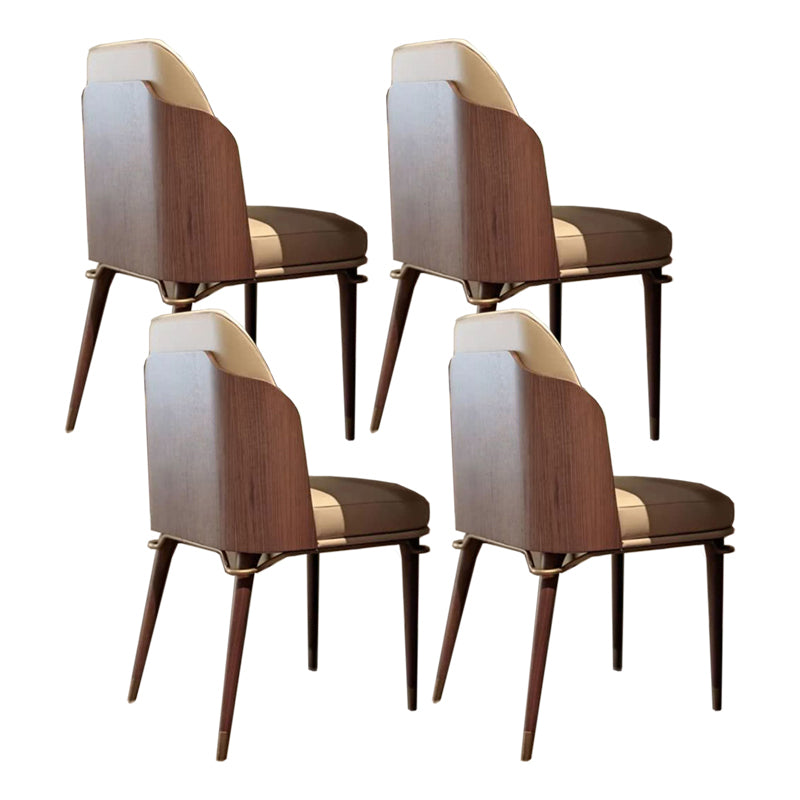 Glam Style Armless Chair Wood Parsons Side Chair for Kitchen 20"x20.8"x34.6" Brown-Khaki 4 Piece Set Clearhalo 'Dining Chairs' 'Dining Tables & Seating' 'dining_chair' 'furn' 'furn_dining_chair' 'Furniture' 'furniture_dining_chair' 'Kitchen & Dining Furniture' 4854387