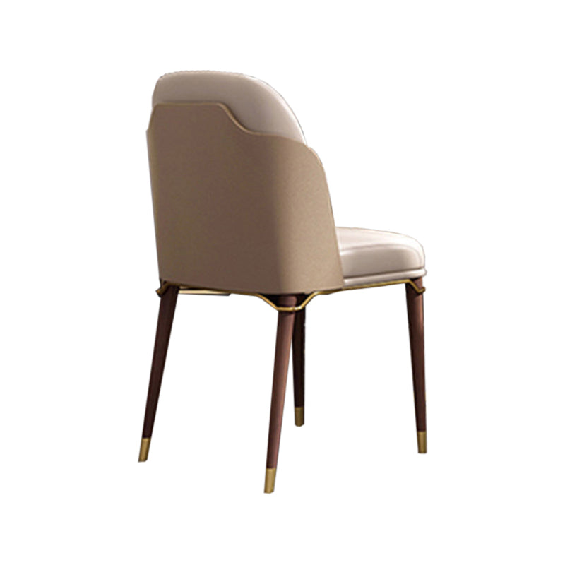Glam Style Armless Chair Wood Parsons Side Chair for Kitchen 20"x20.8"x34.6" Off-White 1 Piece Clearhalo 'Dining Chairs' 'Dining Tables & Seating' 'dining_chair' 'furn' 'furn_dining_chair' 'Furniture' 'furniture_dining_chair' 'Kitchen & Dining Furniture' 4854390